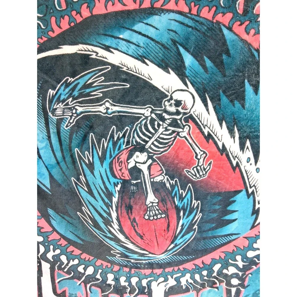 Fittest Of The Coast Surfer Throw Blanket Skull Waves Coastal Cozy Soft
